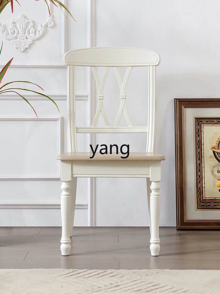 Yjq Full Log Dining Chair White Solid Wood Retro Domestic Dining Room Chair