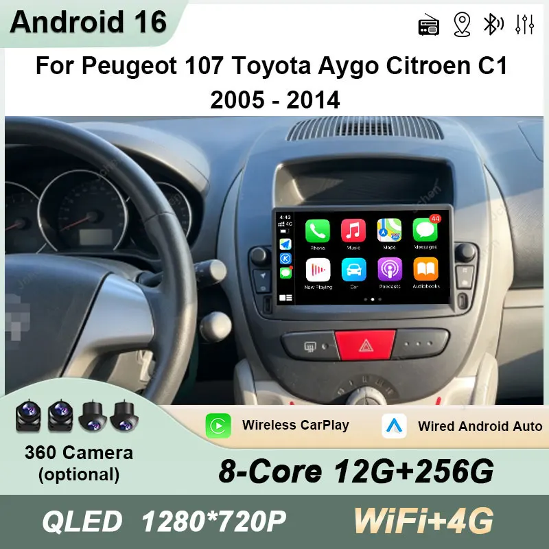 For Peugeot 107 Toyota Aygo Citroen C1 2005 - 2014 Car Radio 7