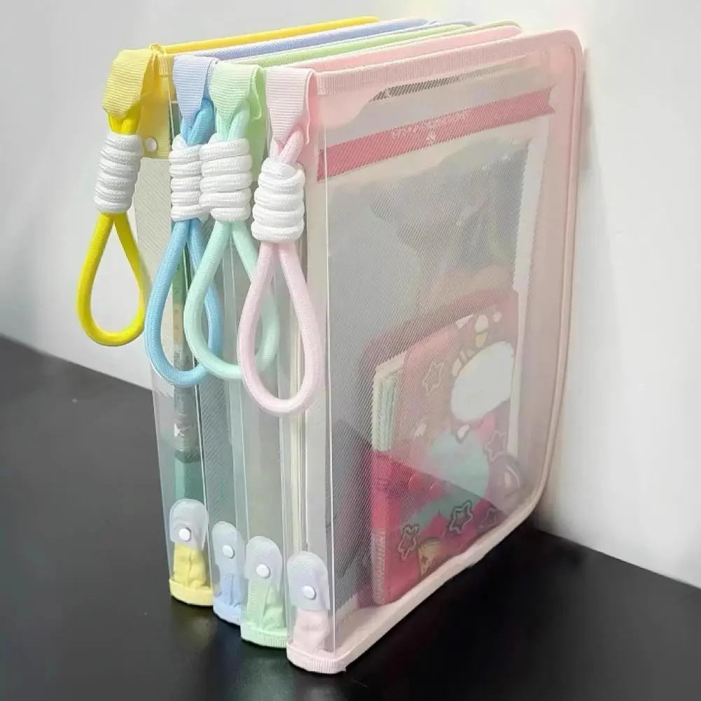 Прочный чехол для переноски файлов, портативный прозрачный чехол на молнии для документов формата А4, файлов с ручкой, офисная школьная сумка-органайзер