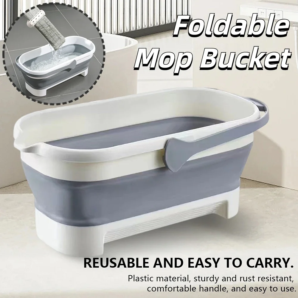 Folding Mop Bucket Rectangular Fishing Baskets Car Washing Basin Portable Large Capacity Wash Bucket Home Cleaning Supplies