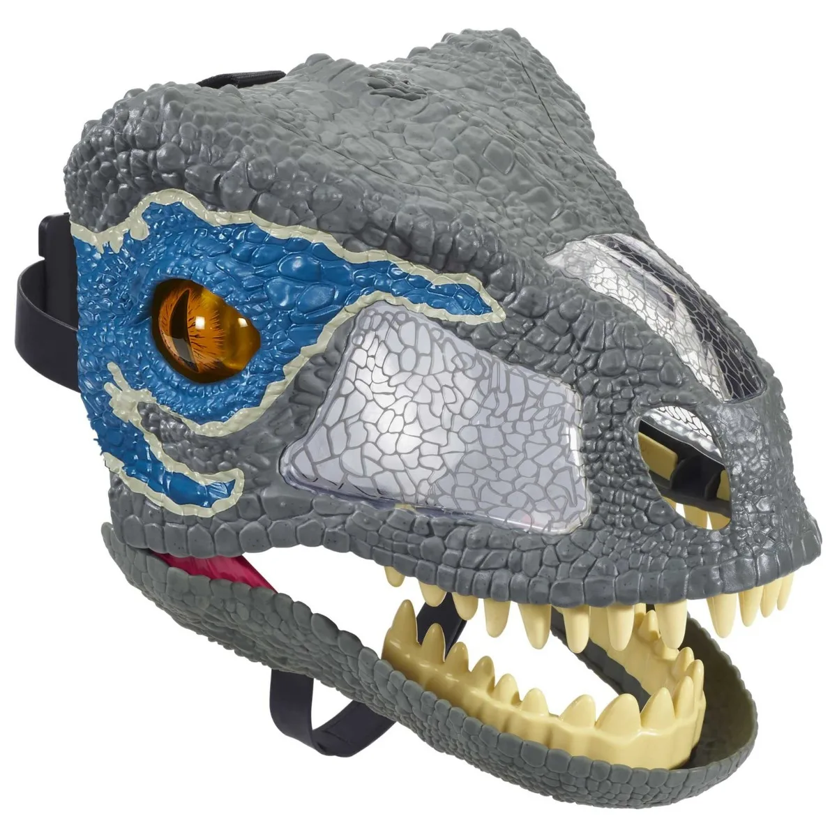 

Jurassic World Velociraptor Deluxe Mask with Sounds, Blue with Opening Jaws Sound Effect Toys Gift FMB74