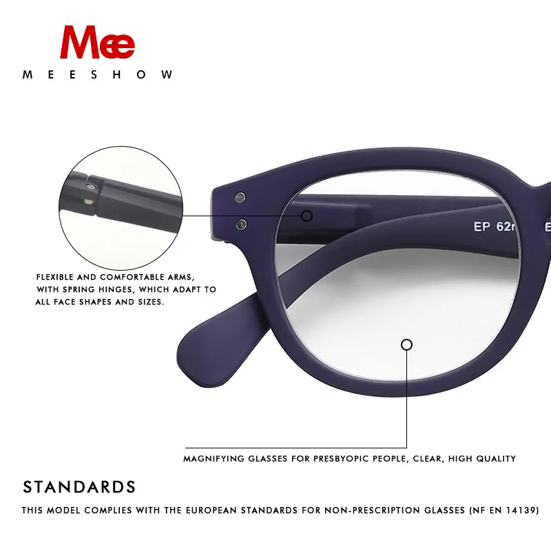 Meeshow transparent Brand Reading Glasses Round Men Women Glasses With Flex French Concept Presbyopia +1.75 +2.25 1513