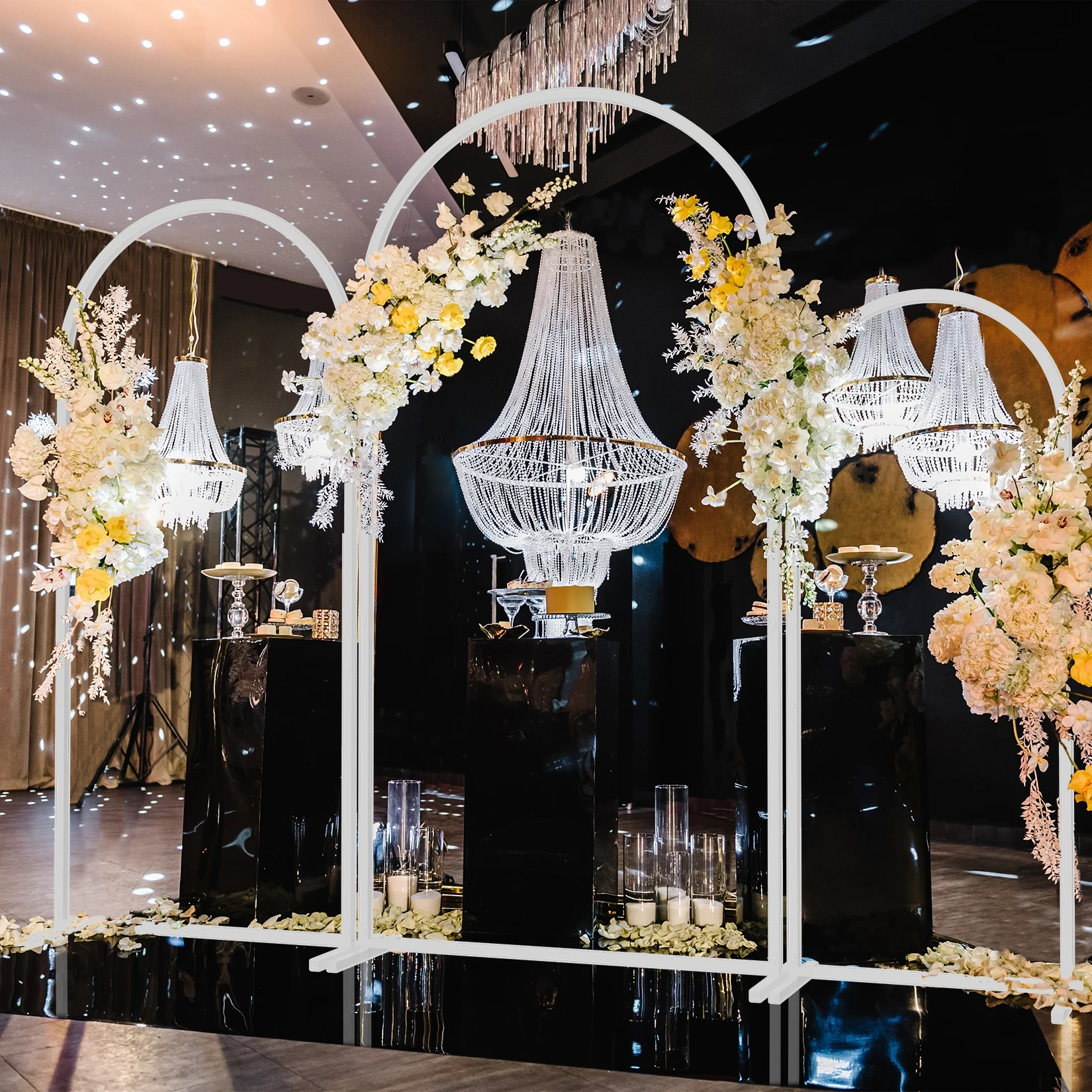 NONE 3-Piece Metal Wedding Arch Balloon Stand 3