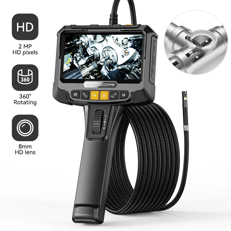 

Two-Way Articulating Borescope 5"IPS 360° Steering 8.5mm 1080P For Car Inspection Camera Video Endoscope Camera IP67 Waterproof