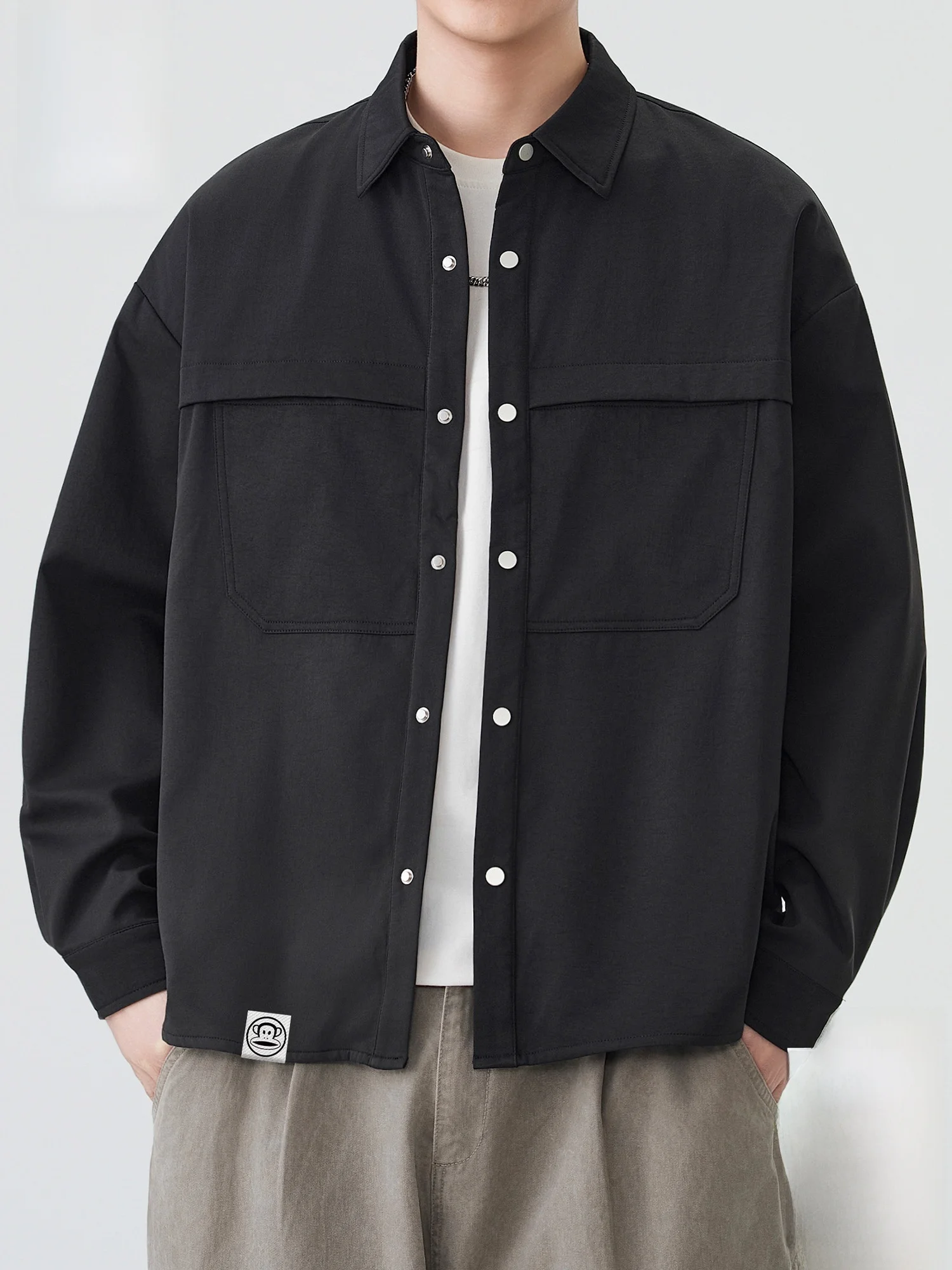 

Мужская повседневная рубашка Paul Frank Premium с длинным рукавом, новая весенняя модель, с цветным воротником, свободного кроя, из полиэфирного волокна