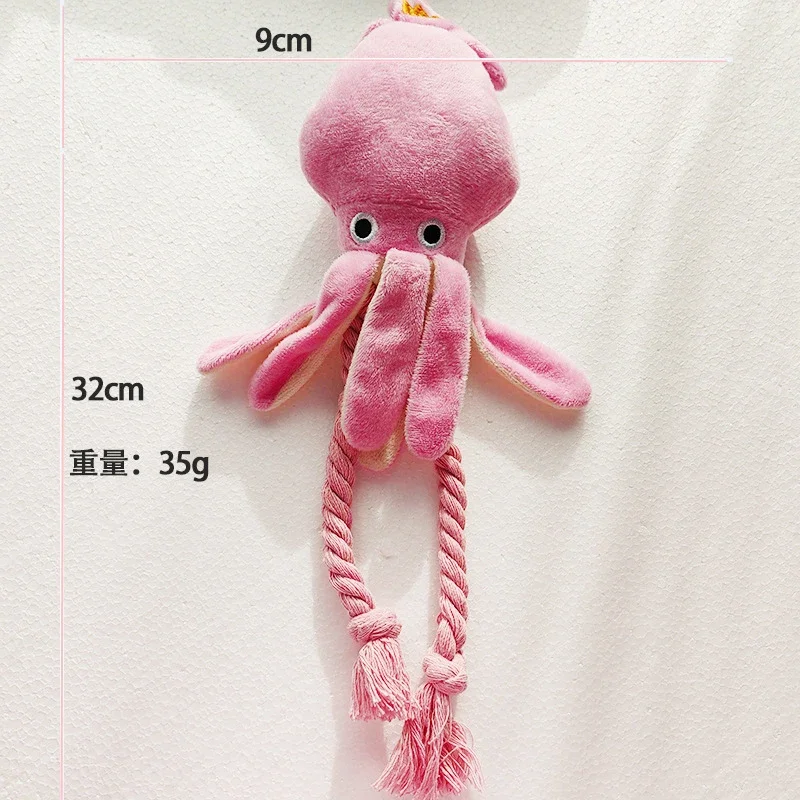 Dog Cat Cartoon Octopus Squeak Chew Toy Puppy Plush Cleaning Teeth Toy Pet Training Playing Involved Supplies Chihuahua Supplies