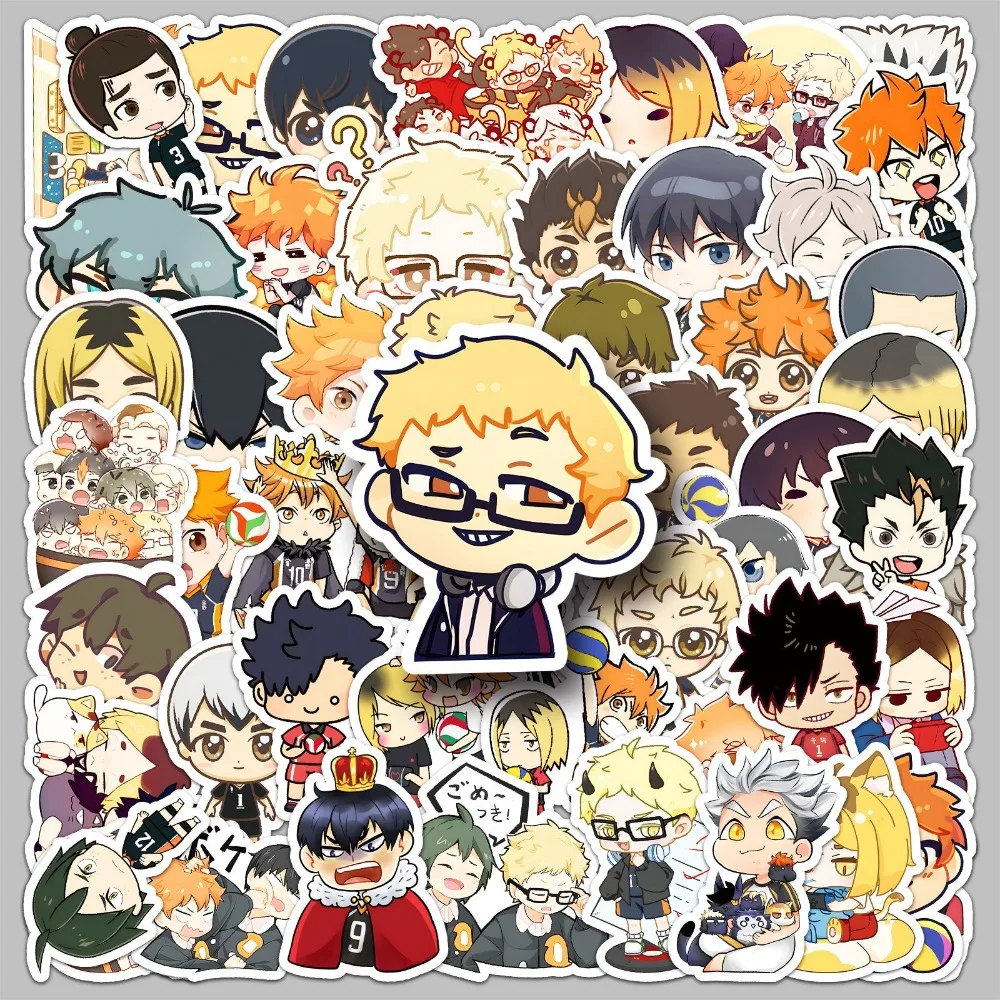 ¡51 piezas Haikyu! Hinata Shoyo Kageyama Tobio pegatinas autoadhesivas de Anime Manga dibujos animados Kawaii dibujo decoraciones para garabatos