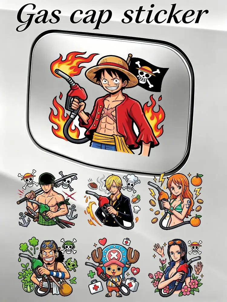 

Наклейка на крышку топливного бака автомобиля ONE PIECE LUFFY ZORO, забавная автомобильная наклейка, водонепроницаемая виниловая наклейка