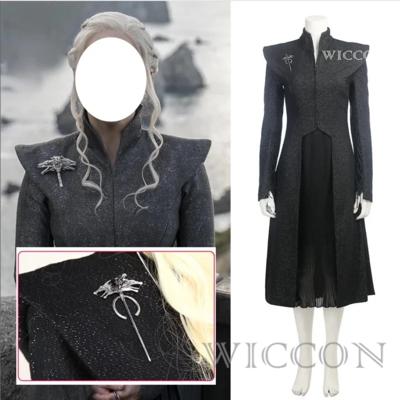 Middle Age Dany Cosplay costume Middle Ages Dress Black Outfi Cloak Halloween Party costume for Women Allault