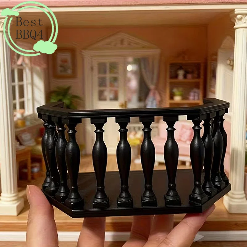 (BBQ4)Miniature Dollhouse Balcony With Railing European Balcony Suitable For Collector Miniature Scenes DIY Dollhouse Accessory