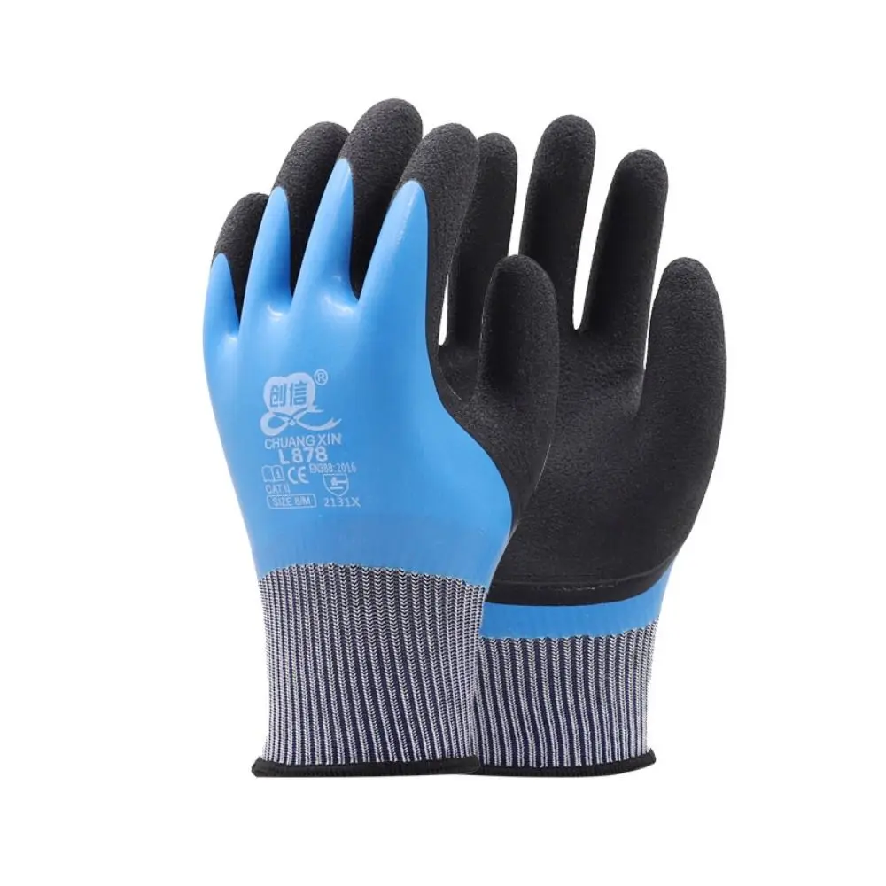 New Waterproof Work Safety Gloves Rubber Coated Wear-Resistant Garden Gloves Anti-Slip Working Gloves Garden Repairing