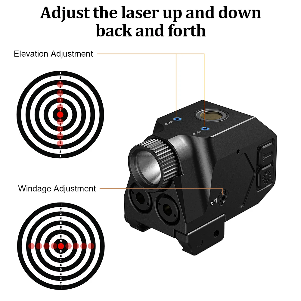 رؤية ليزر احترافية باللون الأخضر/الأحمر للمسدس، والشحن المغناطيسي، وسكة Picatinny، ومعايرة مزدوجة دقيقة للغاية