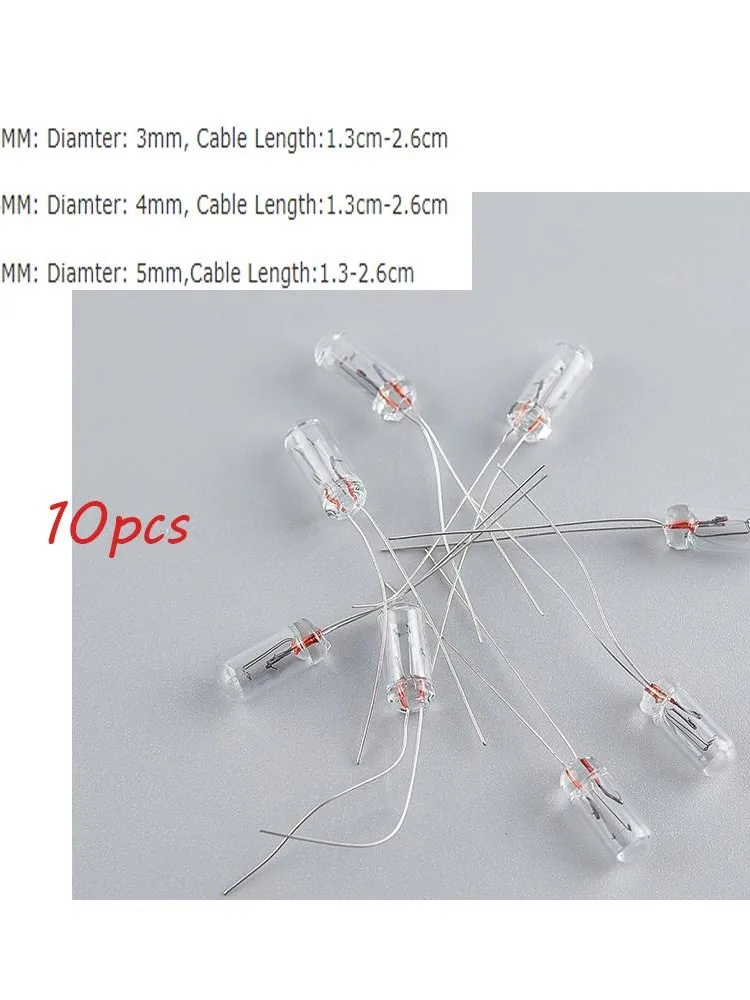 Ampoule l'inventaire à filament de riz Edison In347, 0,07A, 3mm, 4mm, 5mm, 1.5V,3V,6V, 9V,12V, 24V, 10 pièces