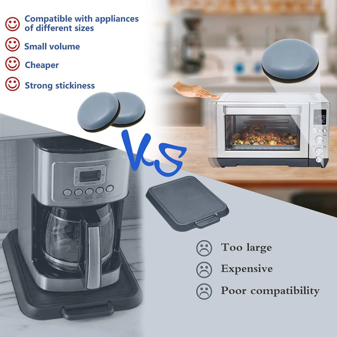 8 упаковок слайдеров кухонного прибора, 25 мм клейкие Волшебные слайдеры из ПТФЭ для кофеварки, смесителя, фридеров, скороварки