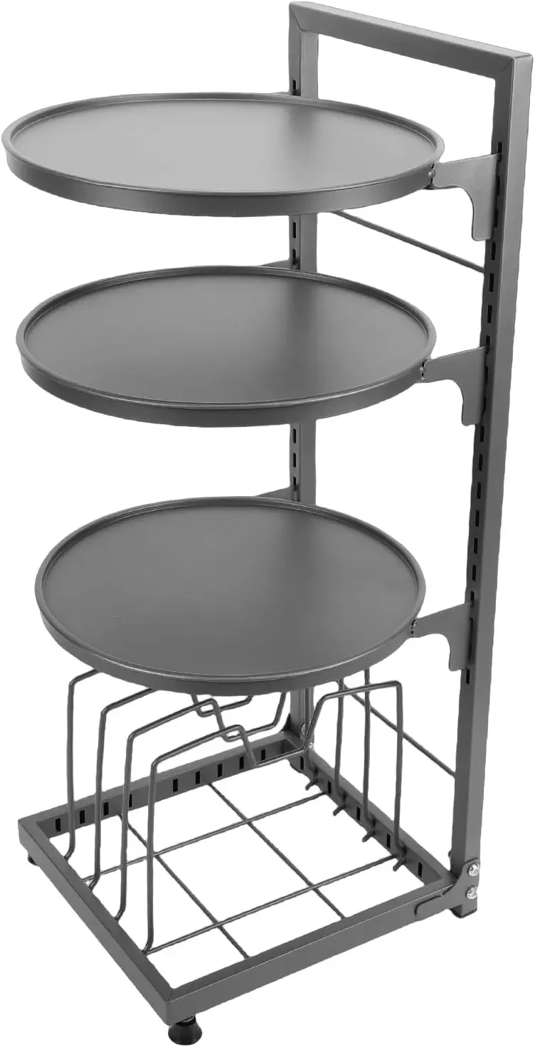 Adjustable 4 Tier Carbon Steel Under Cabinet Pot Organizer Multifunctional Kitchen Storage Rack Cookware Shelves