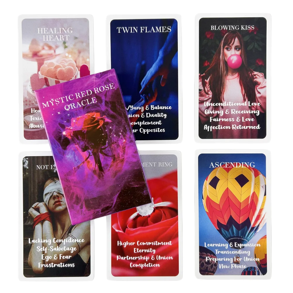 Mystic Red Rose Oracle Deck English Divination Edition Deck Board Game Tarot Cards