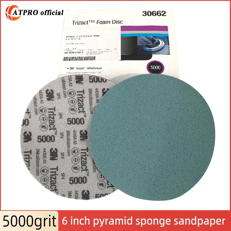 

6-inch 152MM Pyramid sponge sandpaper PN30662 back velvet Sanding tray hook Kit Car Sanding Polishing mill 5000grit ATPRO