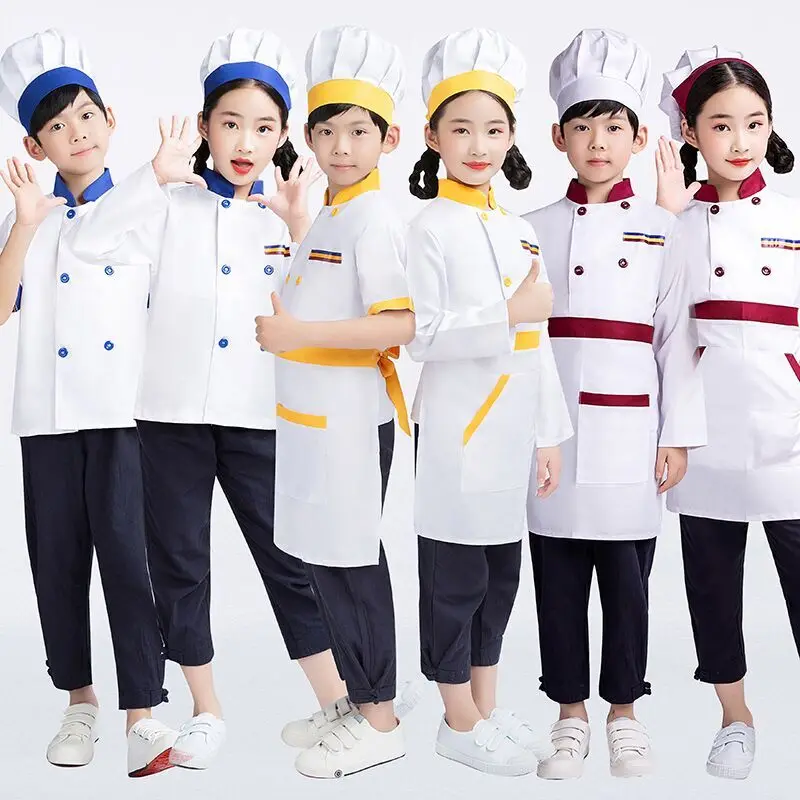 Toddler Kids Cooking Uniform Girl Boy Chef Jacket Kitchen Clothing Child Photography Clothing  Waiter Waitress Cosplay Clothing