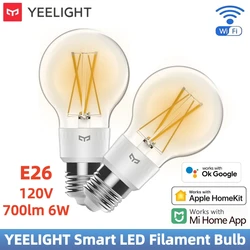 Yeelight Smart LED Filament Bulb E26 120V WiFi Connectivity Smart Bulb Classic Clear Glass works with Homekit Alexa Google App