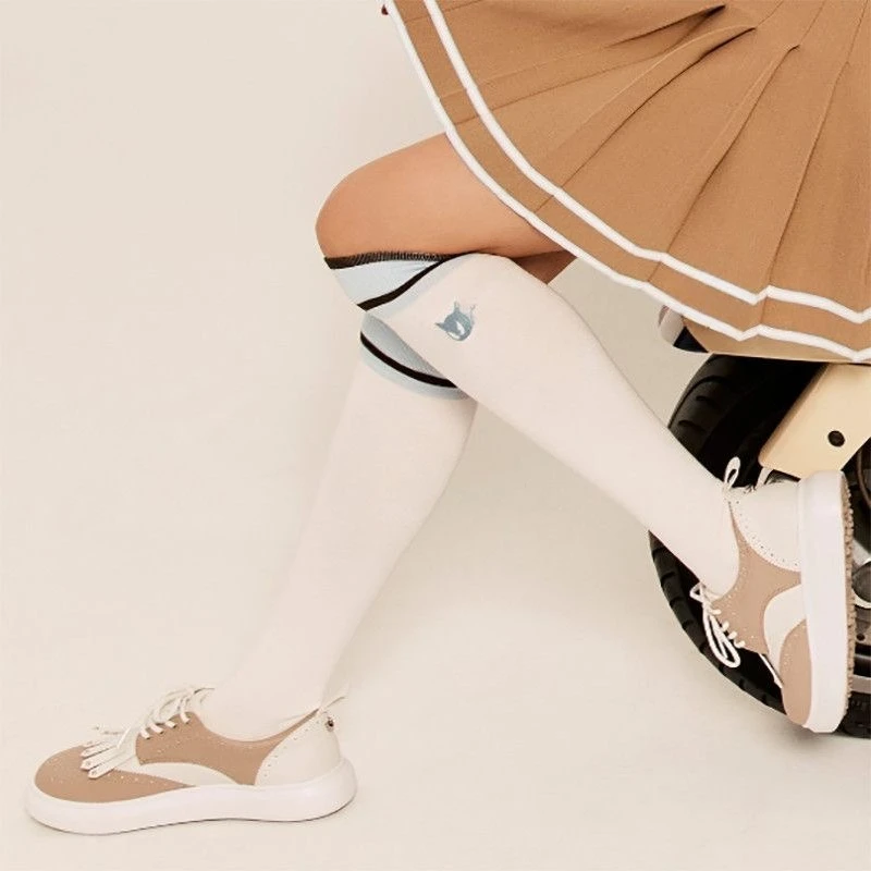 

Golf Color-Block Striped Knee-High Socks, Cartoon Embroidered Breathable Long Socks, Slim-Fit High-Top Sports Socks