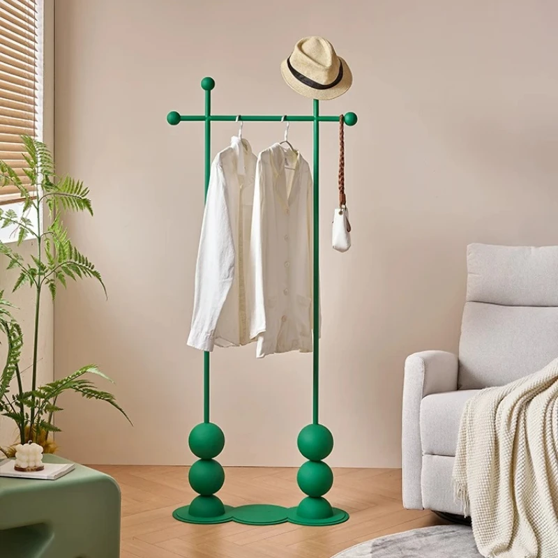 Nordic stainless steel floor hanging bag double rod coat rack bedroom home storage light luxury Bauhaus medieval hanging hanger