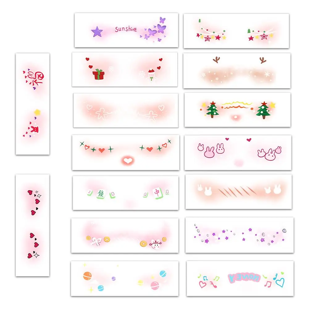 Pegatinas faciales de maquillaje de Navidad, tatuaje desechable, lindo árbol de Navidad, amor dulce, pegatinas decorativas de maquillaje coreano impermeables