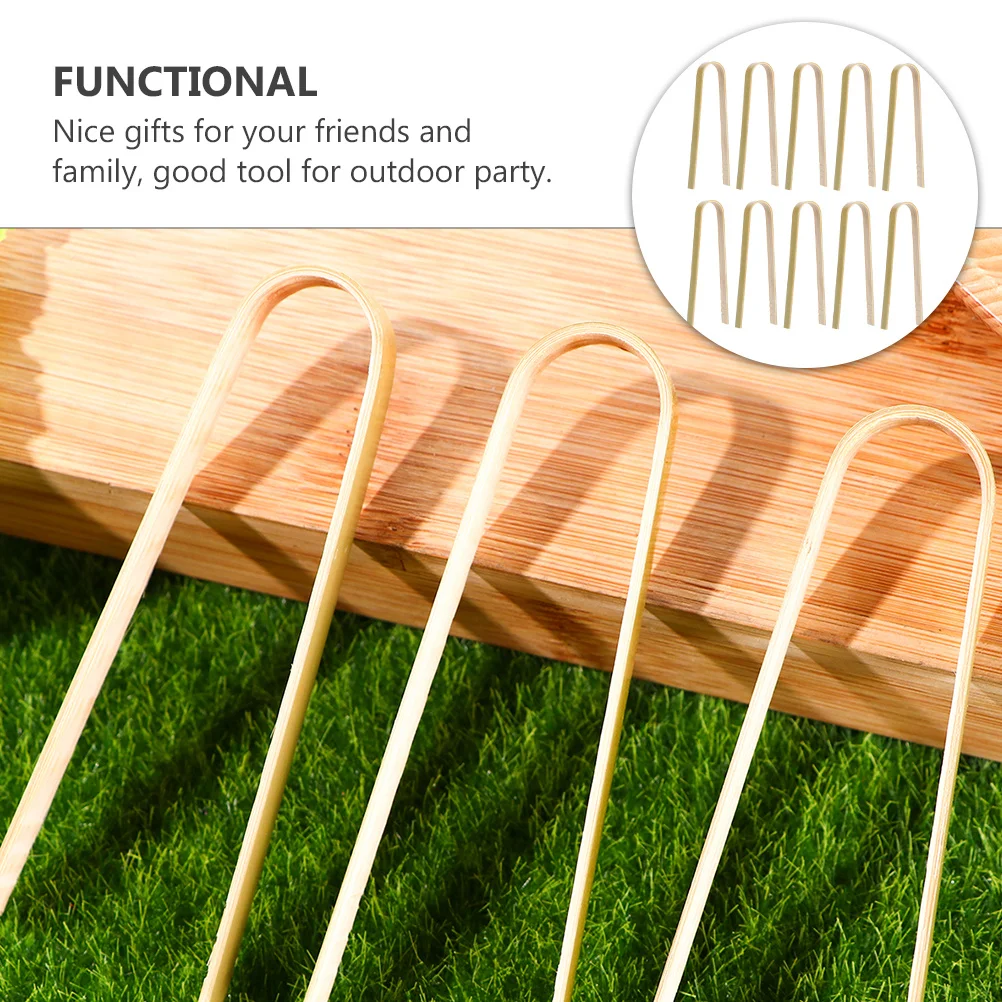 

20 Pcs Bamboo Food Clip Bread Tongs Kitchen Grill Steak Serving Utensils Disposable Toast Clips Wooden Kitchen Supplies