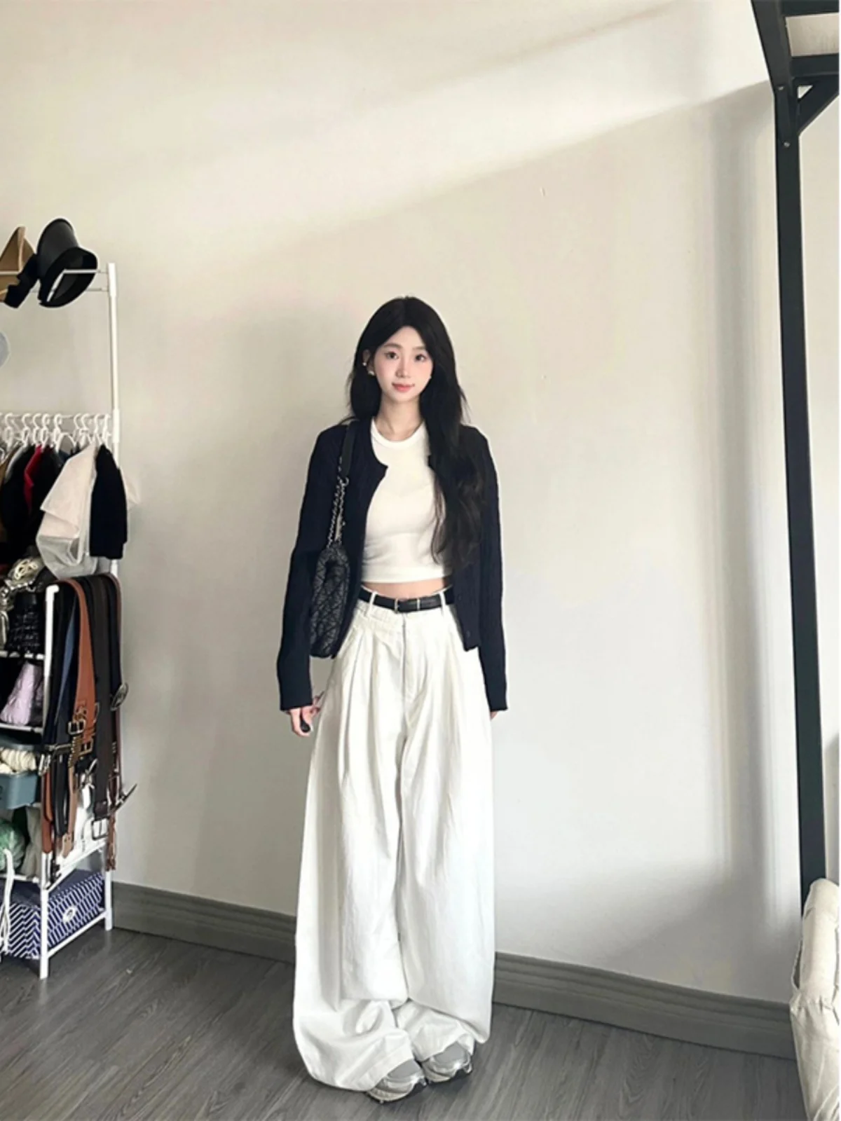 

High Waist Wide Leg Denim Jeans Women's Loose Drapey White Long Pants Autumn New Sle Comfortable Small Size Floor Length