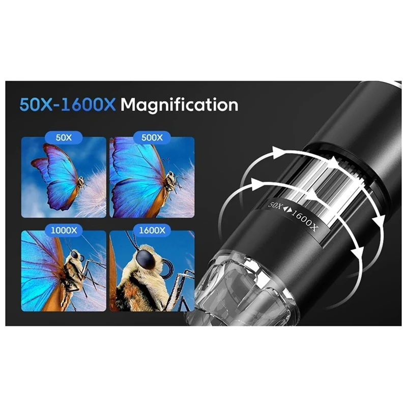 Upgrade 2.4 Inch Digital Microscope 1600X Magnification Coin Microscope With 8 Leds Soldering Microscope For Repair