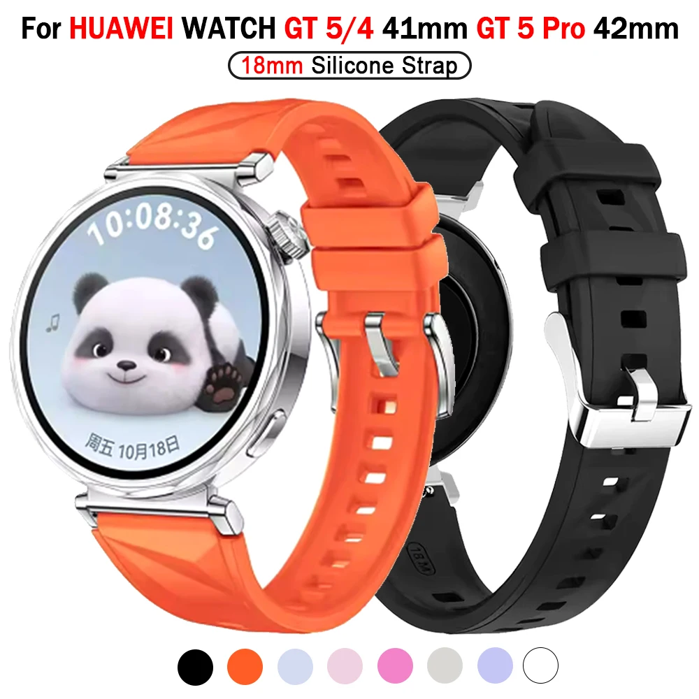 Silicone 18mm Wrist Band For Huawei GT5 Pro 42mm Sport Replacement Strap For Huawei GT5 GT4 41mm Smart Soft Bracelet Accessories