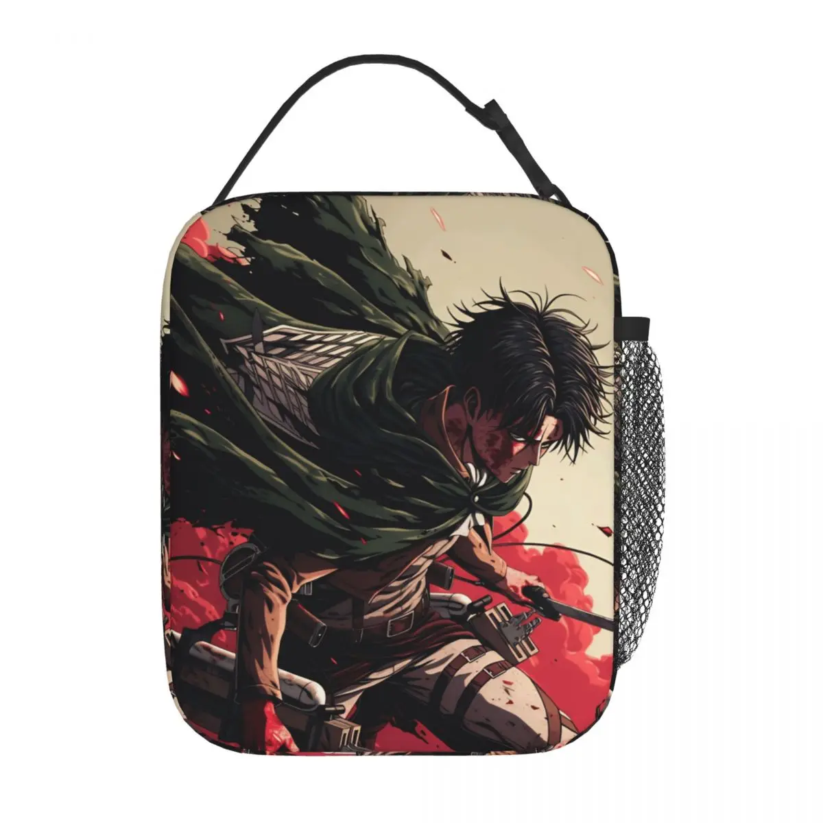 Anime Levi Ackerman Insulated Lunch Bags Thermal Bag  Meal Container AOT Large Tote Lunch Box for Men Women Beach Travel