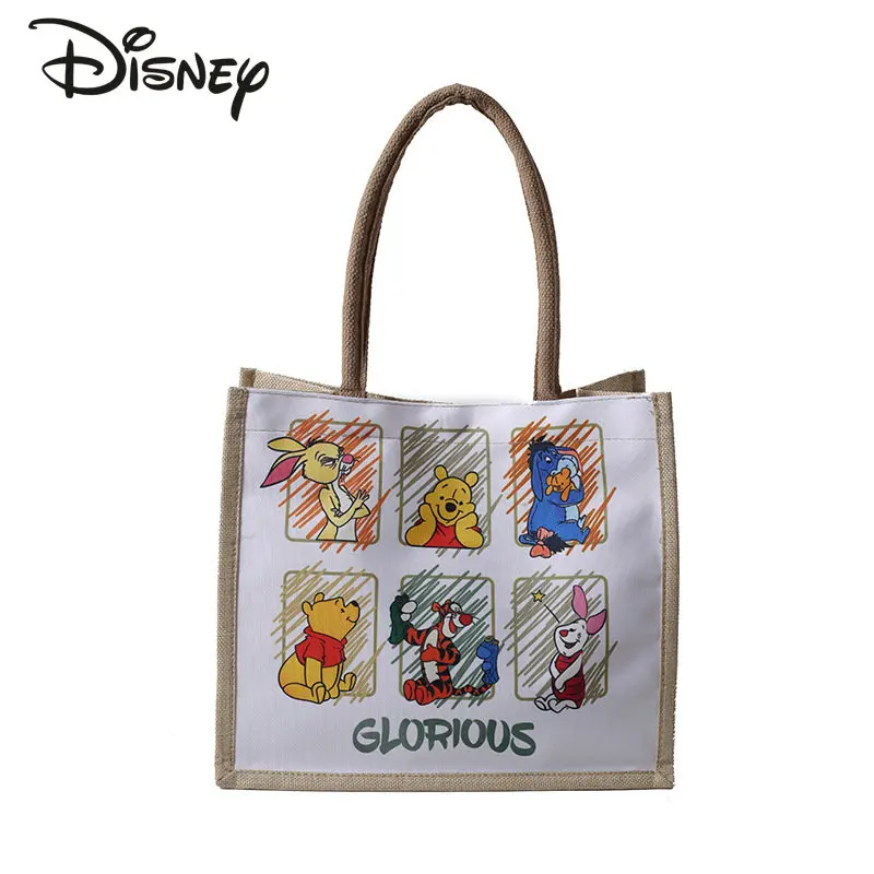 Disney Winnie Bear New Women's Handbag Fashion High Quality Low Price Canvas Bag Cartoon Casual Large Capacity Girl Shoulder Bag