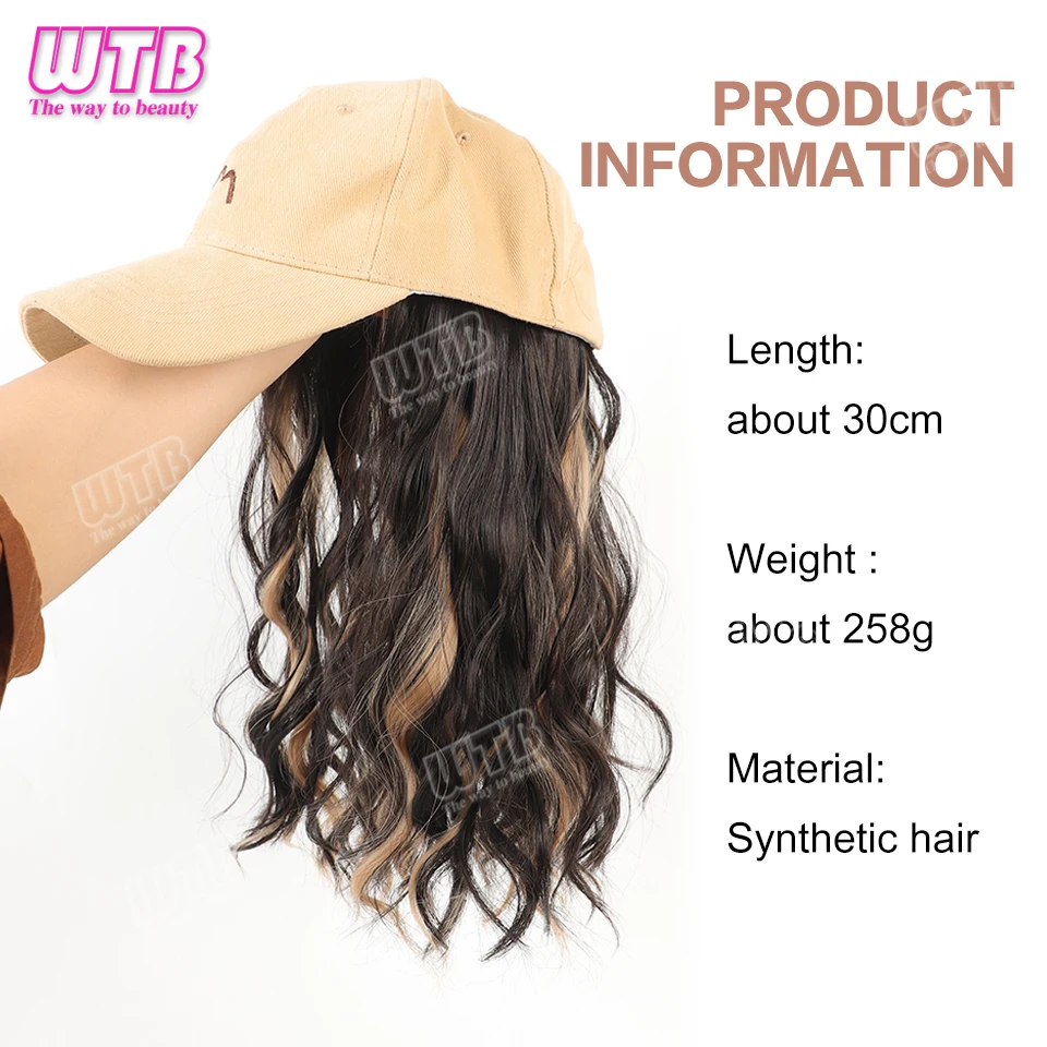 الاصطناعية قبعة بيسبول شعر مستعار الإناث قطعة واحدة قبعة شعر مستعار طويل مجعد يسلط الضوء على شعر مستعار مجعد قبعة الإناث