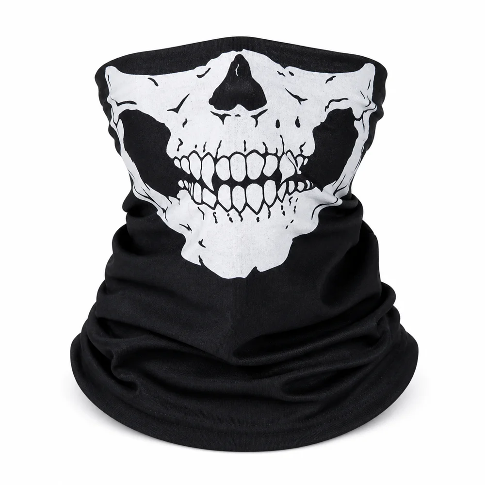 Skull Print Balaclava Face Mask Windproof Breathable Neck Gaiter For Cycling Ski Motorcycle Hiking UV Sun Protection
