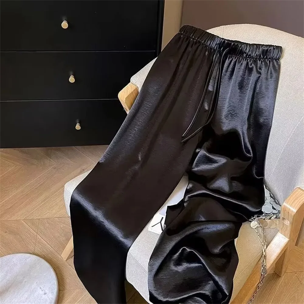 Korean Fashion High Waist Thin Wide Leg Women Summer Office Lady Solid Color Straight All-match Casual Pants Trousers Clothes 5 Korean Fashion High Waist Thin Wide Leg Women Summer Office Lady Solid Color Straight All-match Casual Pants Trousers Clothes 5