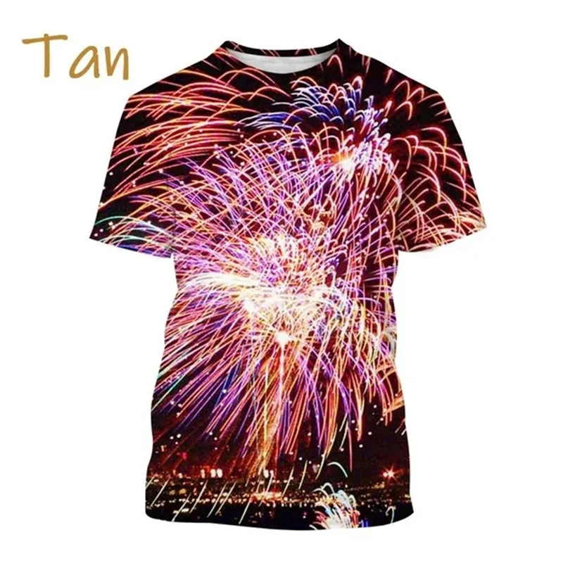 New Fireworks 3D Print Rainbow Flame T-Shirt Unisex Casual