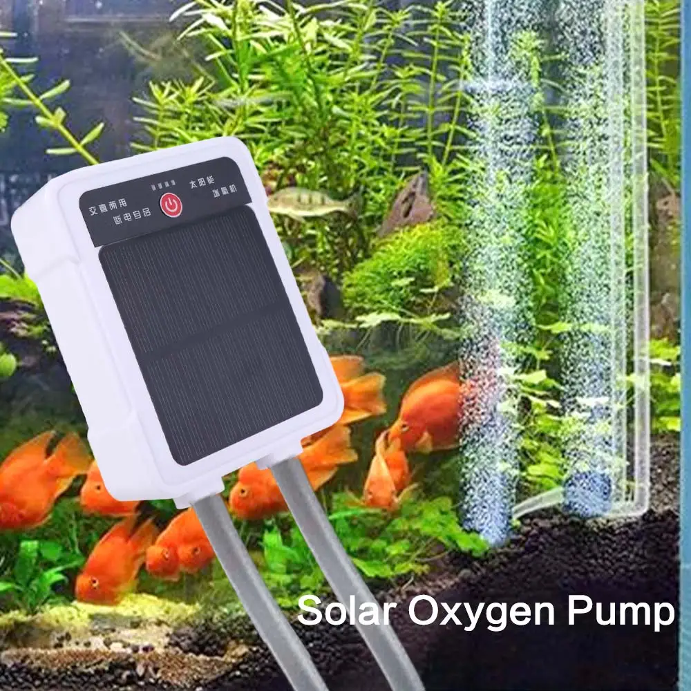 

USB перезаряжаемый солнечный кислородный насос, водонепроницаемый, ультра бесшумный, портативный аэратор, автоматический кислородный насос для рыбалки, 2-4 л/мин, аквариум