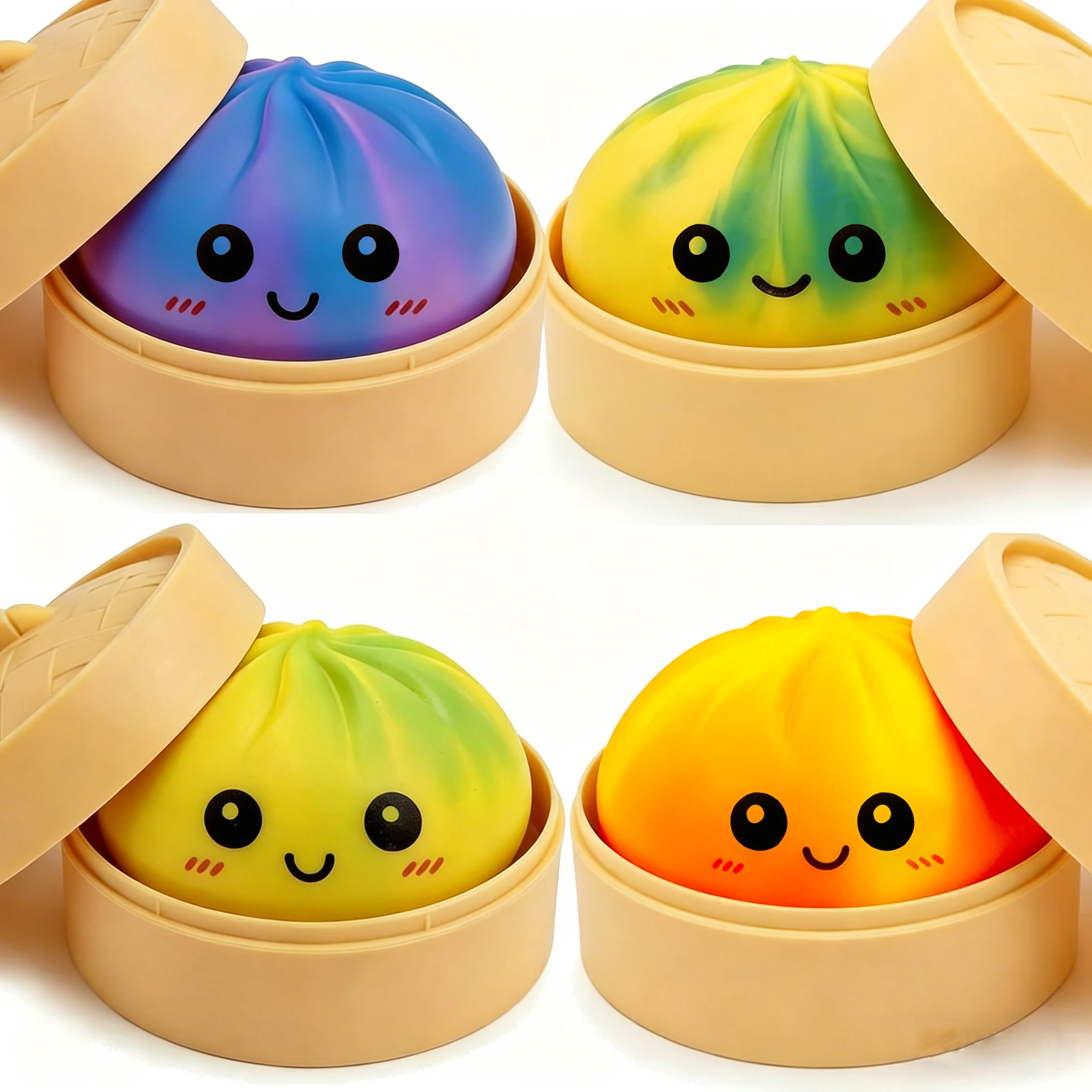Paquete de 1 Herramienta Antiestrés de Dos Colores con Forma de Bollo, Suave y de Rápido Rebote, para Aliviar la Presión Diaria en la Oficina