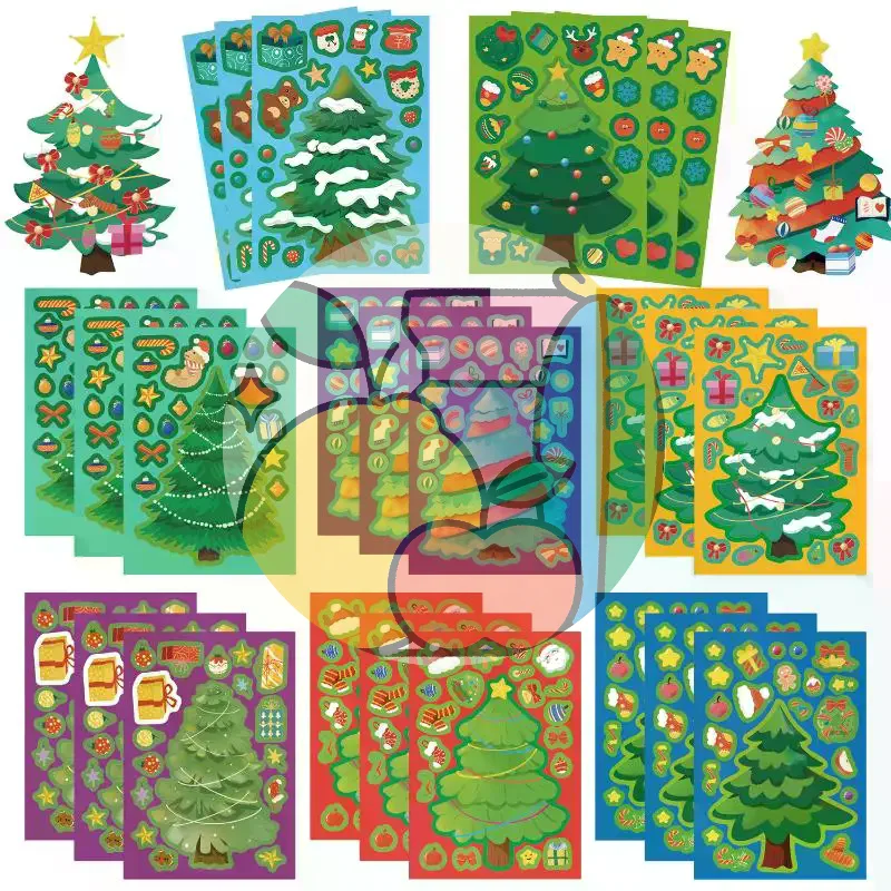 

12/24 шт. рождественских наклеек для создания лиц, водонепроницаемые, для рукоделия, канцелярские товары, декоративные наклейки