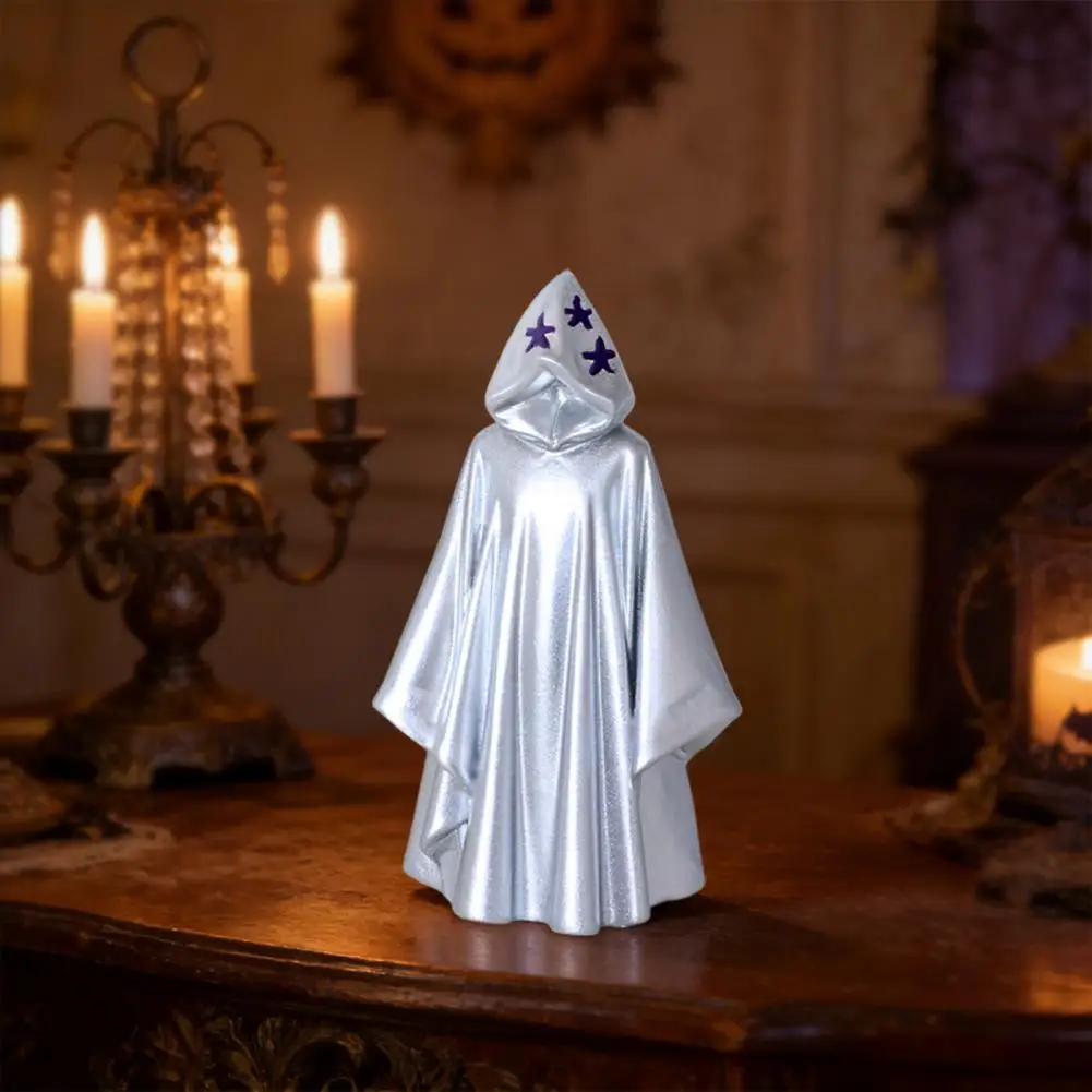 Starry Purple Halloween Accessories Halloween Ghost Ornament Resin Grim Reaper Decoration White Robed Hanging for Indoor