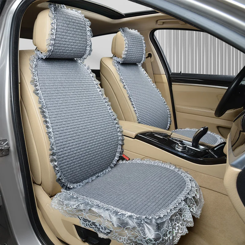 

Universal Car Front Rear Seats Cushions Lace Car Seat Pad Cover Set Woman Car Flax seat cushion Automobiles Seat Protector Mat