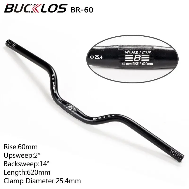 BUCKLOS MTB Stuur 580/620/720/780MM Fiets Zwaluw Stuur 25.4MM 31.8MM Mountainbike Stuur Aluminium Riser Bar - afbeelding 1