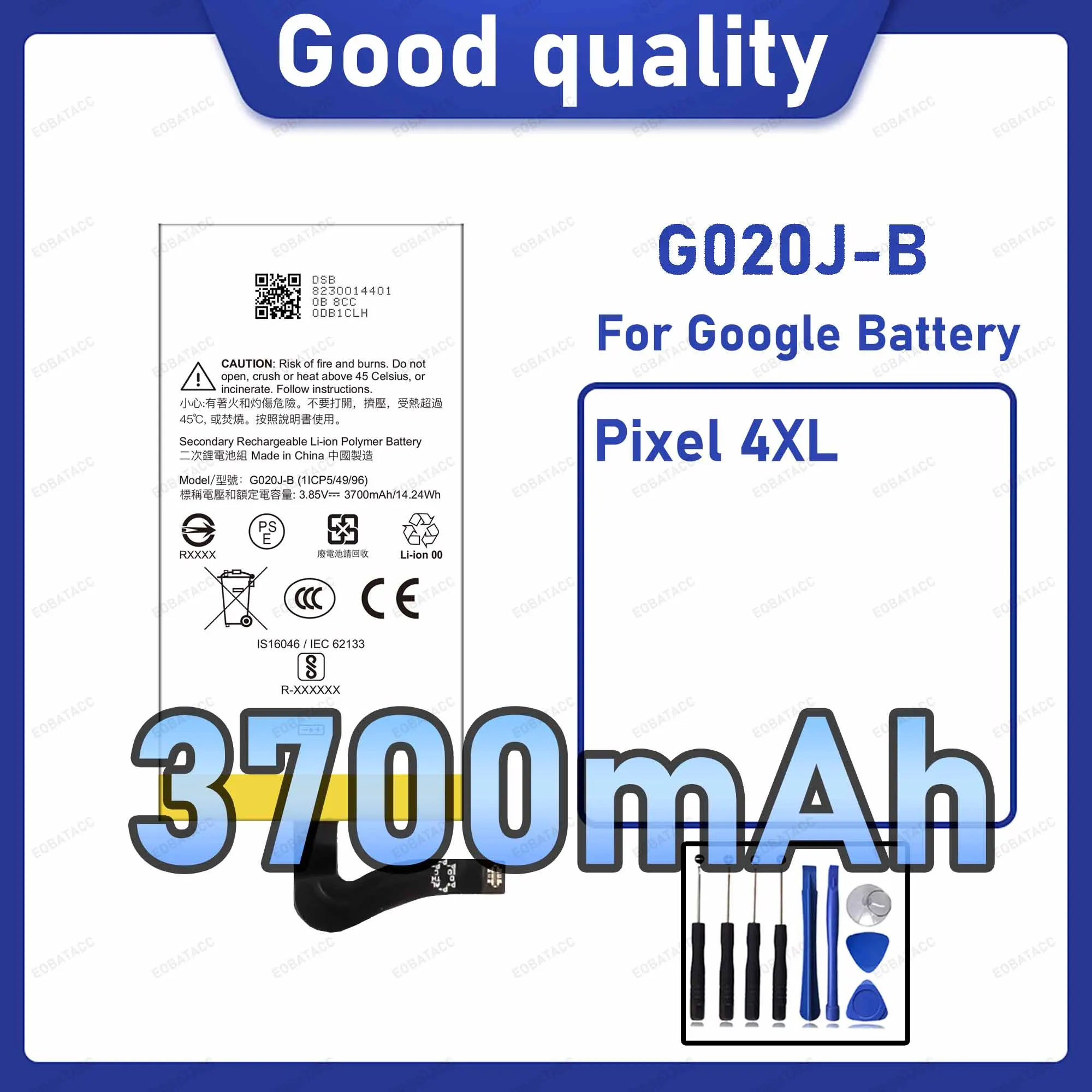 

3700mAh G020J-B Replacement Battery for Google Pixel 4XL with Repair Tools Kit