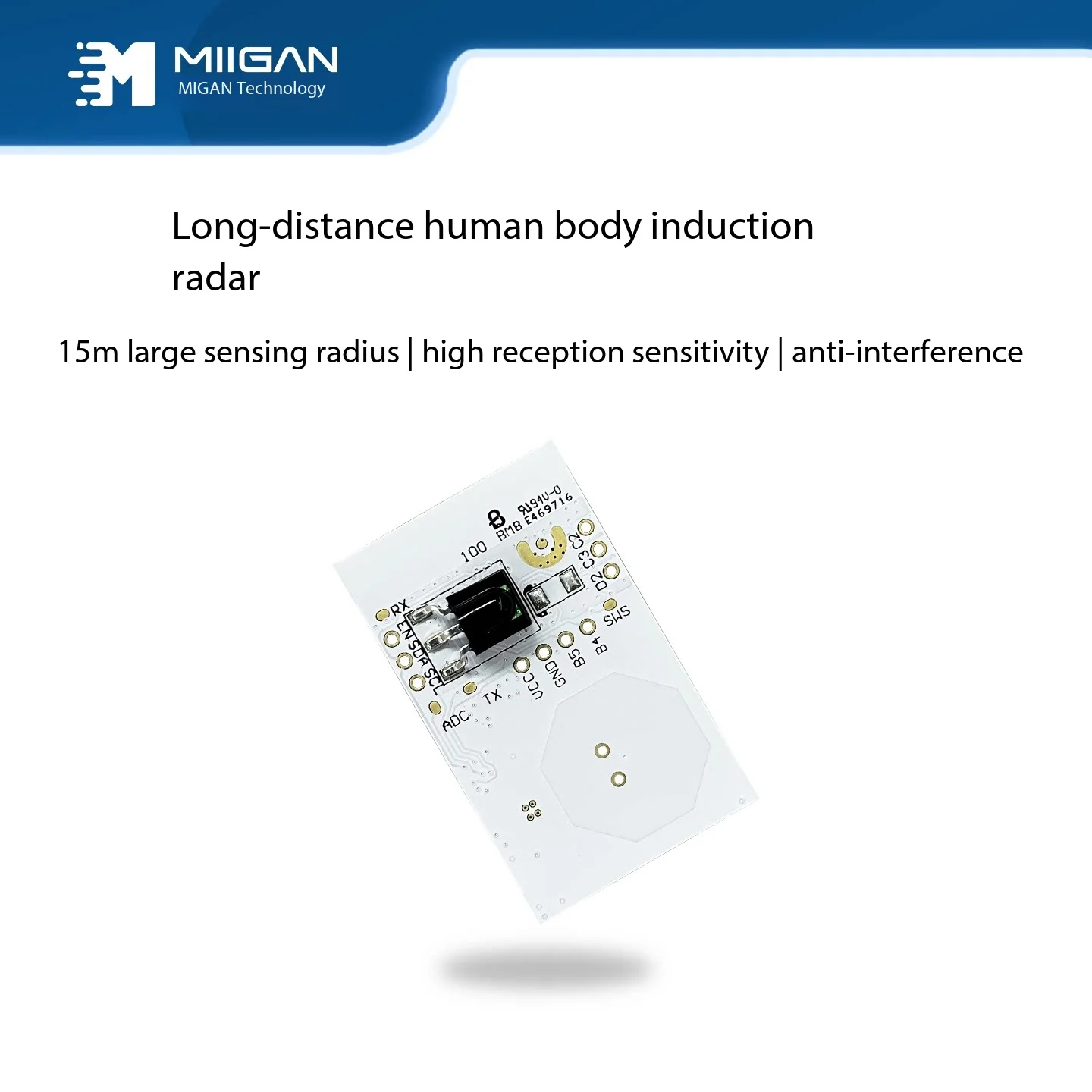 5.8G Radar Bluetooth Module  APP Adjustable for Smart Garage Lighting Interference Resistant