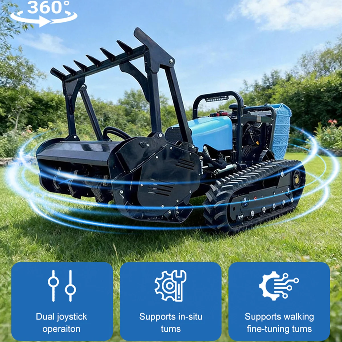 Suburban Woodland Renovation Tool Crawler Forest Shredder Robot Tracked Mobility Farm Pruning Debris Mulching Machinery