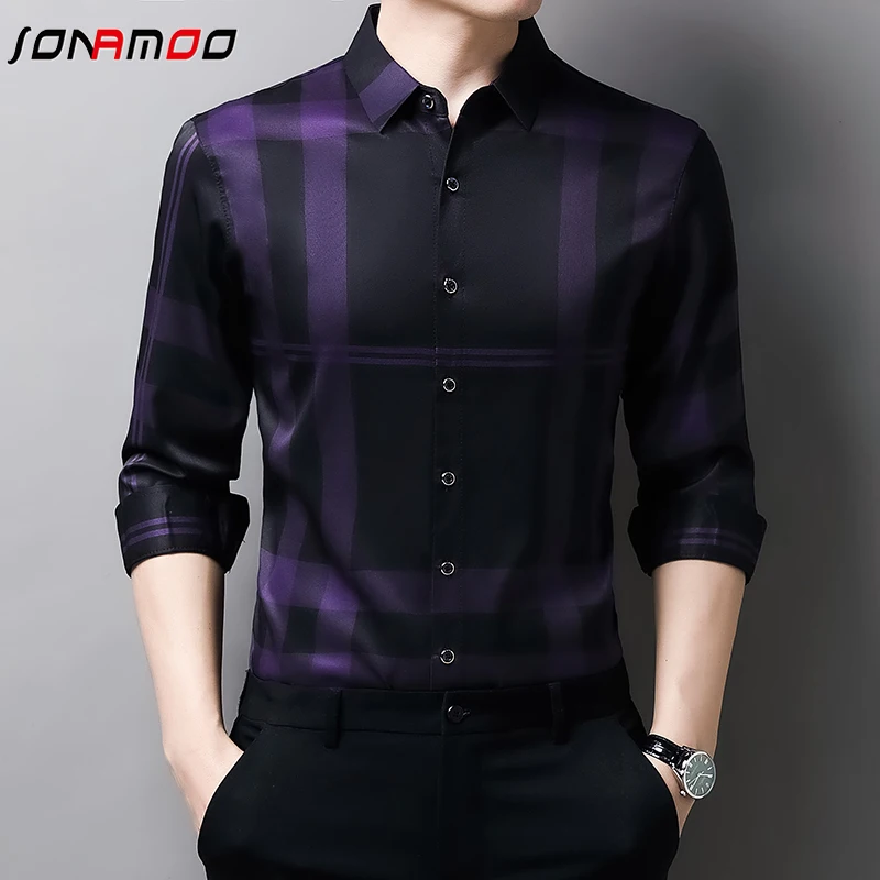 

New Men's Casual Printed Long Sleeved Lapel Shirt for Spring and Autumn Fashion Comfortable Wrinkle Free Top Without Ironing