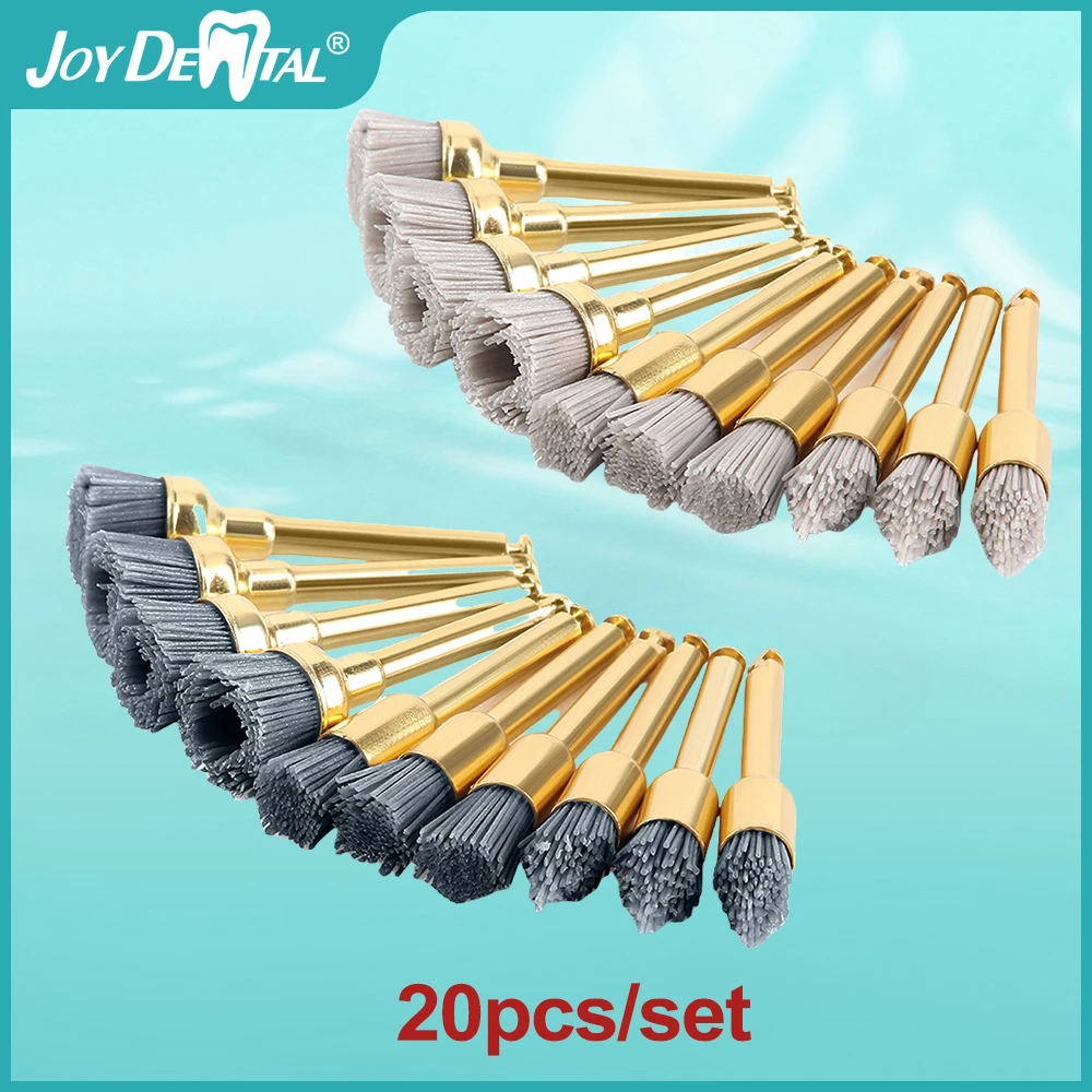 

20Pcs Dental Polishing Brush Aluminium Oxide/Silicon Carbide Polishing Prophy Brush Latch Bowl For Contra Angle Handpiece AZDENT