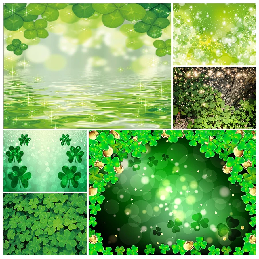 Saint Patrick Backdrops St Patricks Day Decorations Shiny Spring Lucky Clover Photography Background Shamrock Leprechaun Studio