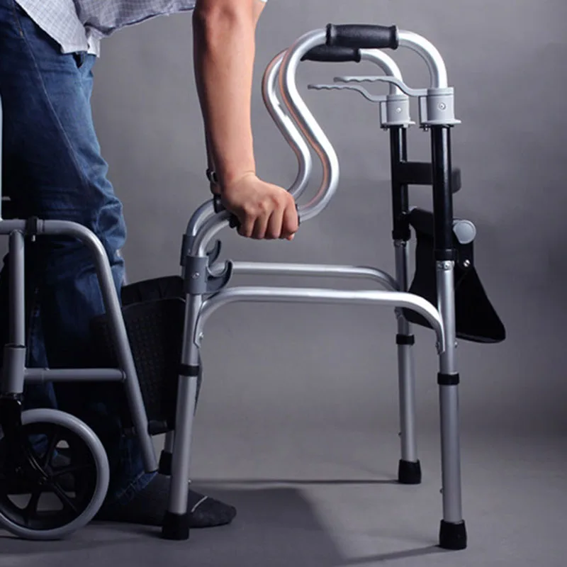 Adult rehabilitation trainer elderly walker stroke hemiplegia assisted standing walking multi sitting stool with wheel chair