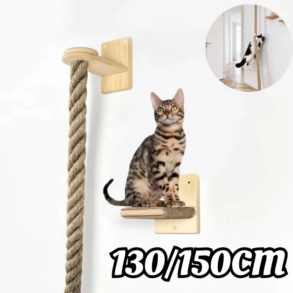 130/150cm Cat Wall Climbing Toy - Sisal Rope Posts & 3D Activity Tower for Indoor Cats, Vertical Play Space, Halloween/Costumes
